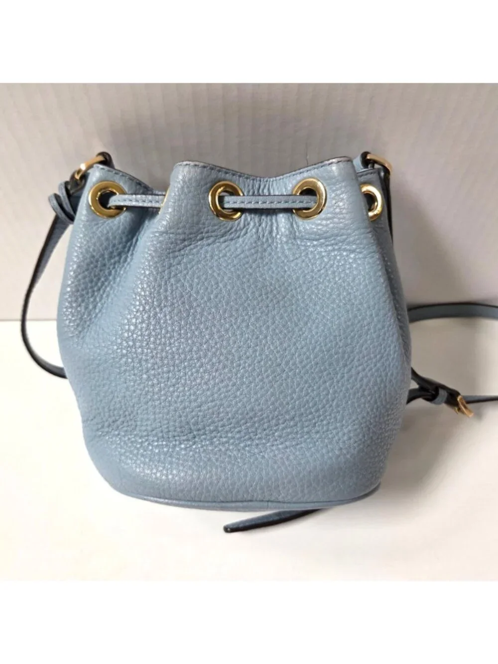 Michael Kors Blue Leather Jules Mini Drawstring Bucket Bag Crossbody Slouchy